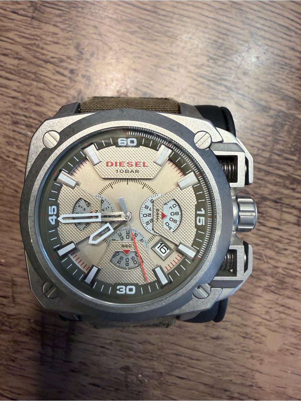 Diesel Army Green Khaki Dial Stainless Steel Chronograph Watch - Picture 3 of 11